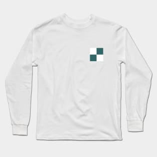 Checkered Pattern white and turquoise Long Sleeve T-Shirt